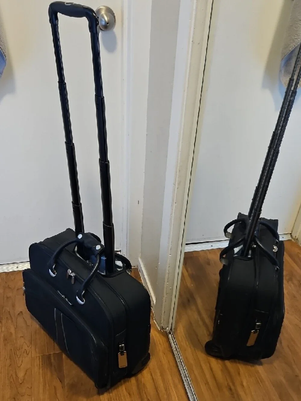 Tumi Black Laptop Briefcase with Silver Trim